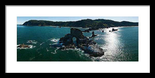 Landscapeaerial Framed Print featuring the photograph Basalt Sea Stacks Lie #1 by Ethan Daniels