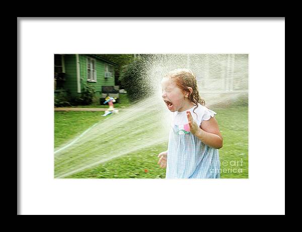 4-5 Years Framed Print featuring the photograph Bath In The Yard #1 by Xelf