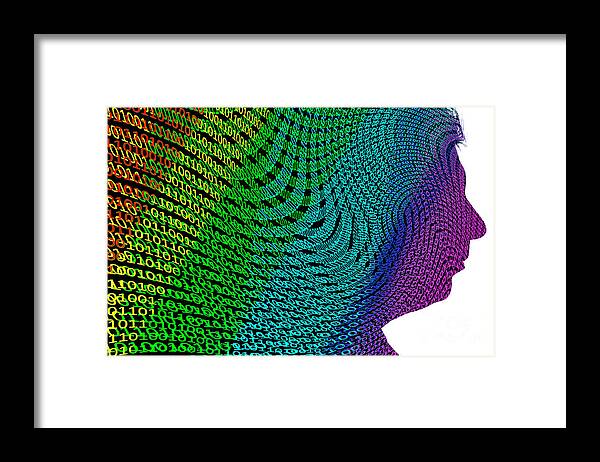 Nobody Framed Print featuring the photograph Binary Code And Head #1 by Victor De Schwanberg/science Photo Library