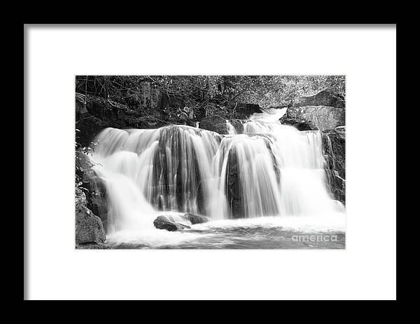 Smoky Mountains Framed Print featuring the photograph Black And White Waterfall by Phil Perkins