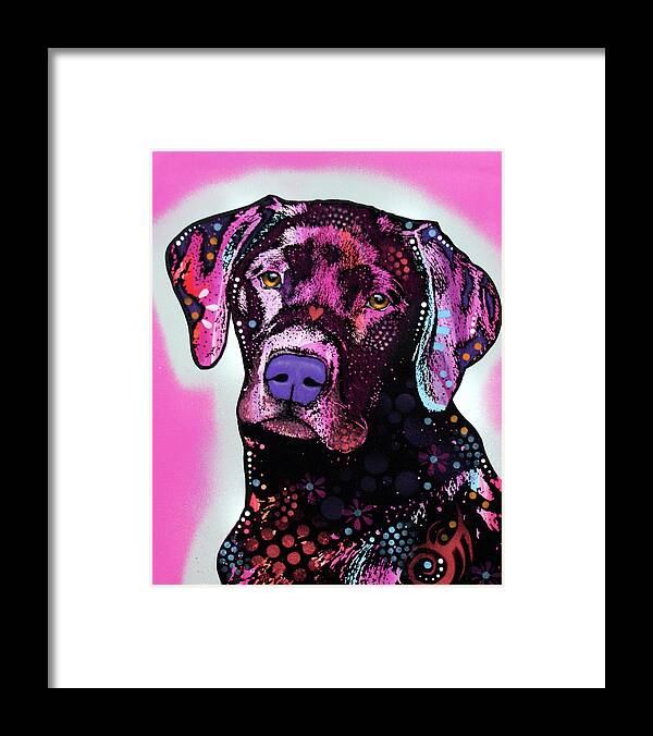 Black Lab Framed Print featuring the mixed media Black Lab #1 by Dean Russo
