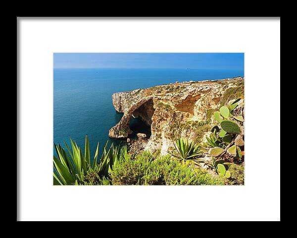 Scenics Framed Print featuring the photograph Blue Grotto, Malta #1 by Nico Tondini
