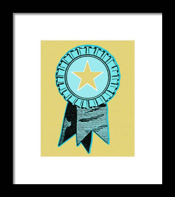 Accomplish Framed Print featuring the drawing Blue ribbon #1 by CSA Images