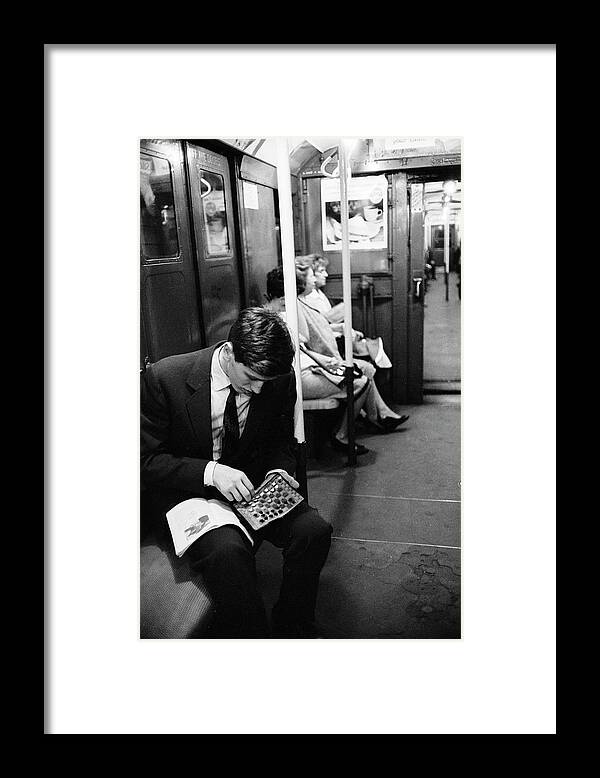 Bobby Fischer - Chess Player Framed Print featuring the digital art Bobby Fischer On The Subway by Carl Mydans