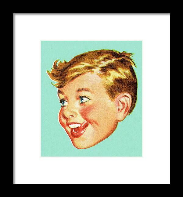 Animated Framed Print featuring the drawing Boy Looking to the Side #1 by CSA Images