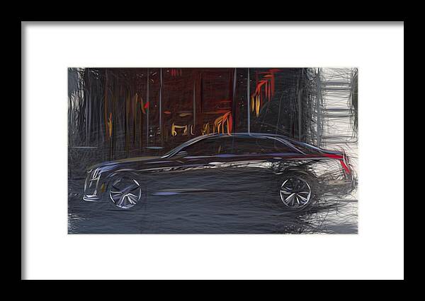 Cadillac Framed Print featuring the digital art Cadillac CT6 Draw #2 by CarsToon Concept