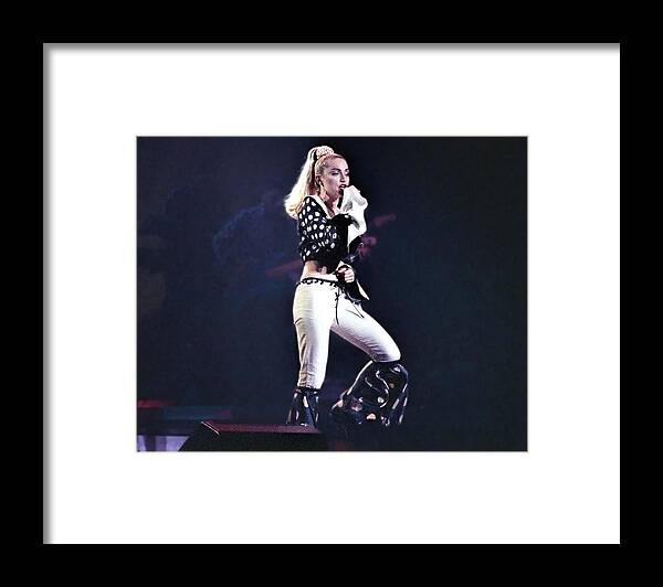 #madonna Framed Print featuring the photograph Candid Portrait Of Madonna Singing During Concert #1 by Globe Photos