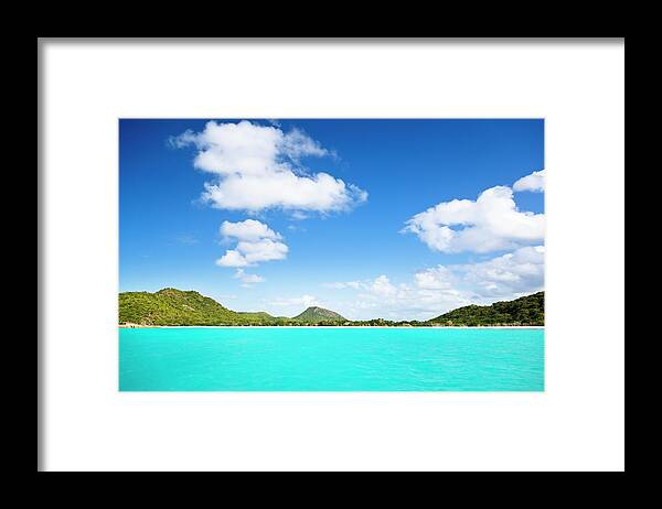 Water's Edge Framed Print featuring the photograph Caribbean Hill Coastline #1 by Michaelutech