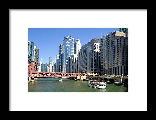 Estock Framed Print featuring the digital art Chicago River In Downtown #1 by Heeb Photos