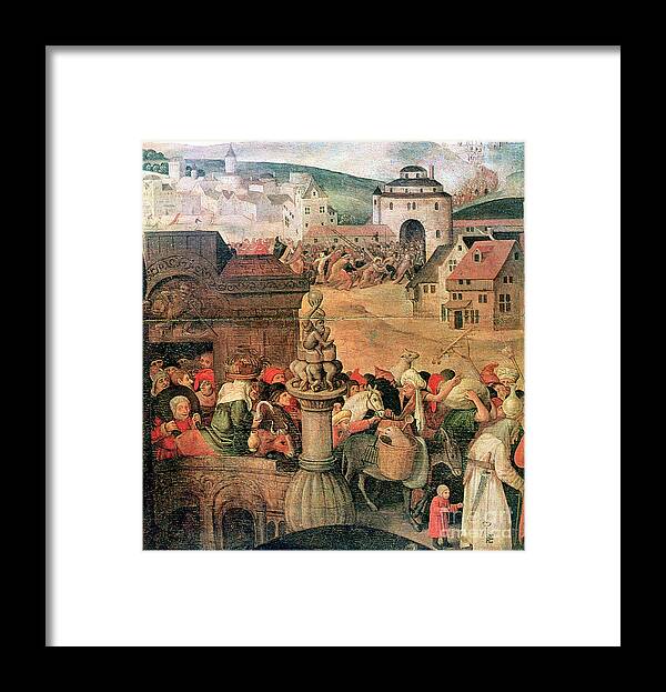 Pieter Brueghel The Younger Framed Print featuring the drawing Christ Driving The Traders #1 by Print Collector
