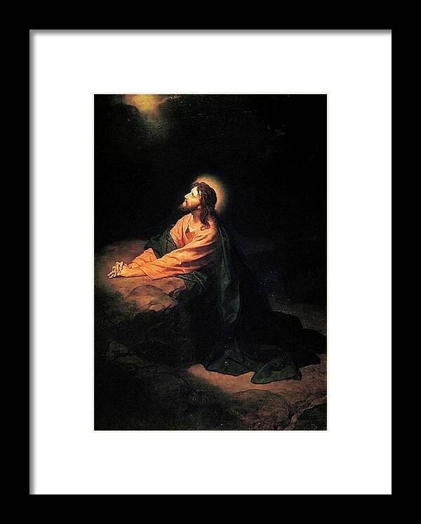 Heinrich Hofmann Framed Print featuring the painting Christ in Gethsemane #1 by Heinrich Hofmann