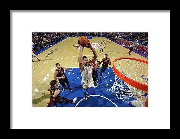 Ben Simmons Framed Print featuring the photograph Cleveland Cavaliers V Philadelphia 76ers #1 by Jesse D. Garrabrant