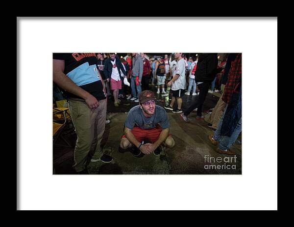 Facial Expression Framed Print featuring the photograph Cleveland Indians Fans Gather To The by Justin Merriman