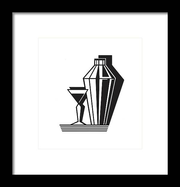 Alcohol Framed Print featuring the drawing Cocktail Shaker and Martini Glass #1 by CSA Images