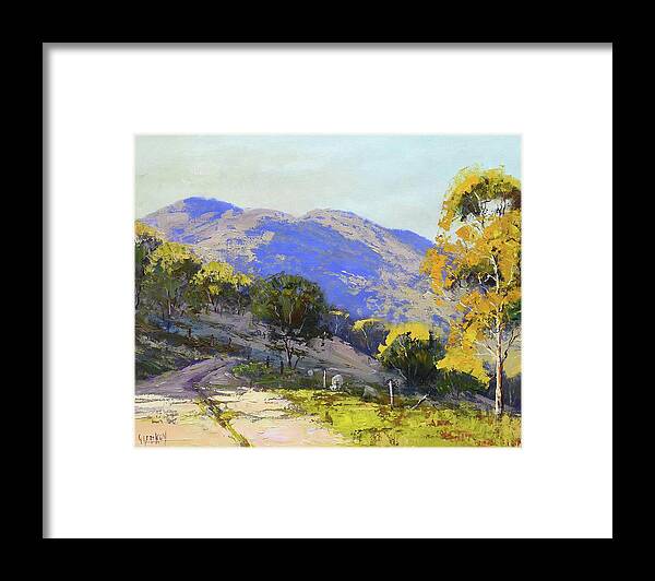 Nature Framed Print featuring the painting Country road Australia #1 by Graham Gercken