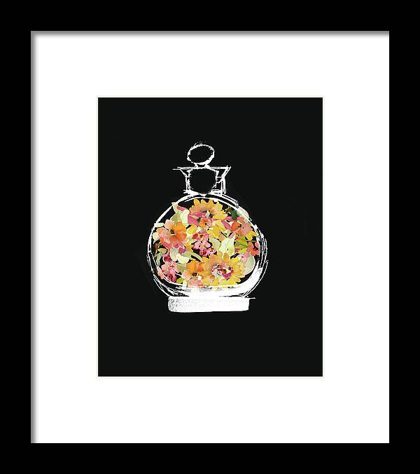 Crystal Framed Print featuring the painting Crystal Watercolor Perfume On Black I #1 by Lanie Loreth