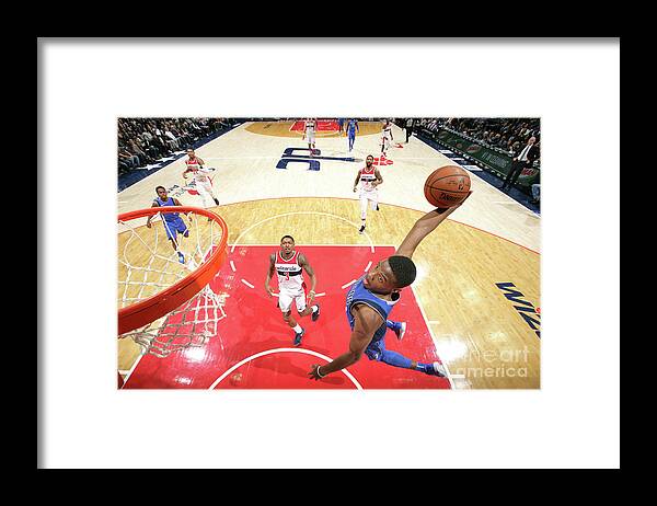 Dennis Smith Jr Framed Print featuring the photograph Dallas Mavericks V Washington Wizards by Ned Dishman