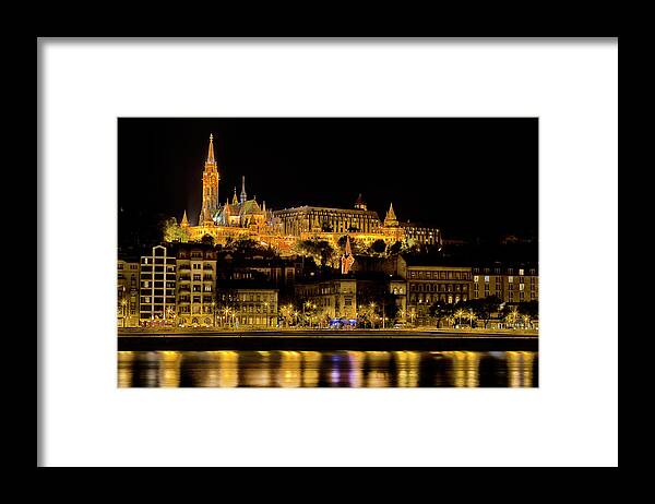 Palaces Framed Print featuring the photograph Danube Night View in Budapest #1 by Vivida Photo PC