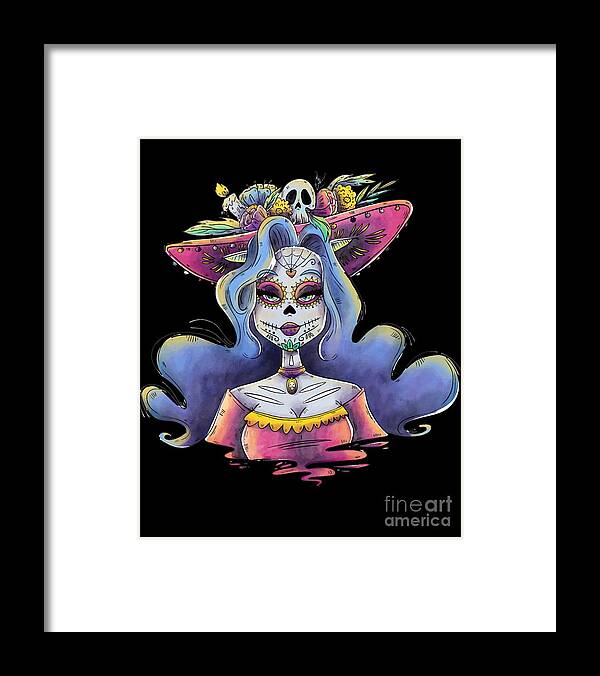 Cool Framed Print featuring the digital art Day Of The Dead La Calavera Catrina #1 by Flippin Sweet Gear