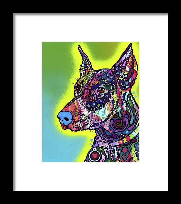 Doberman Framed Print featuring the mixed media Doberman #1 by Dean Russo