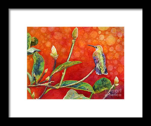 Hummingbird Framed Print featuring the painting Dreamy Hummer by Hailey E Herrera