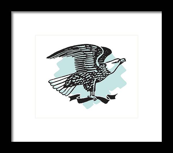 4th Of July Framed Print featuring the drawing Eagle on Banner #1 by CSA Images
