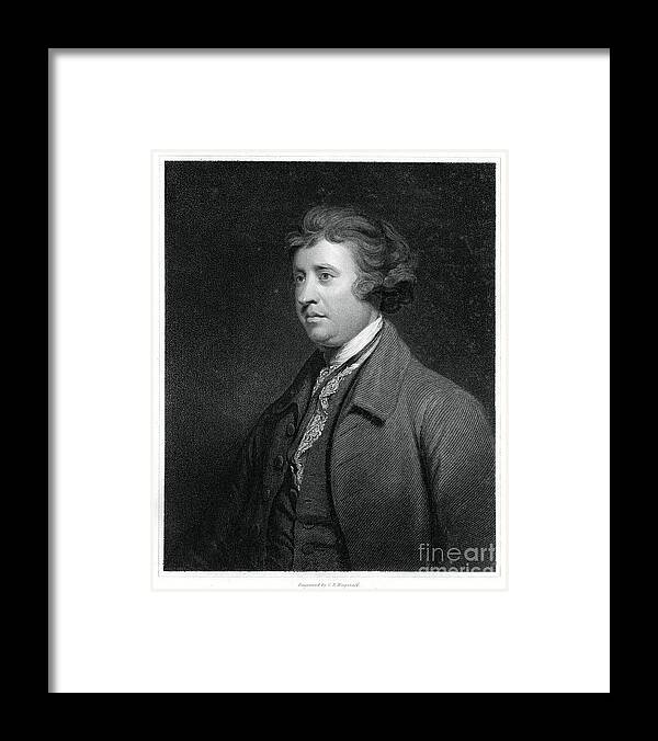 Engraving Framed Print featuring the drawing Edmund Burke, Anglo-irish Statesman #1 by Print Collector