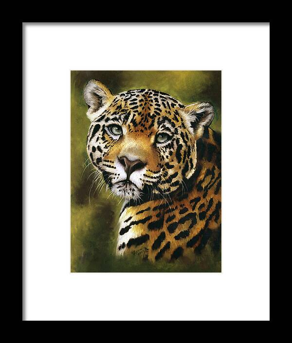 Jaguar Framed Print featuring the painting Enchantress #1 by Barbara Keith