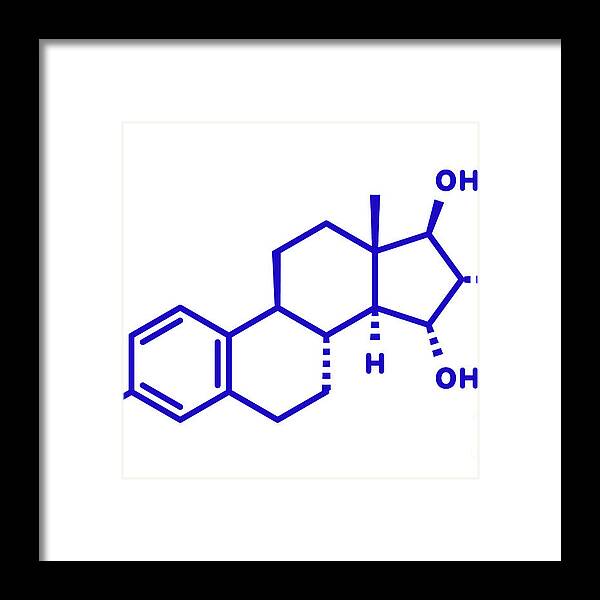 Estetrol Framed Print featuring the photograph Estetrol Natural Estrogen Hormone Molecule #1 by Molekuul/science Photo Library