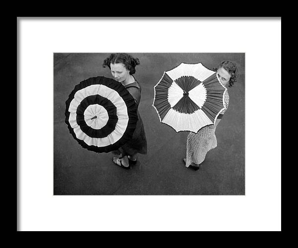 Ascot Racecourse Framed Print featuring the photograph Fashion Parasols #1 by Topical Press Agency
