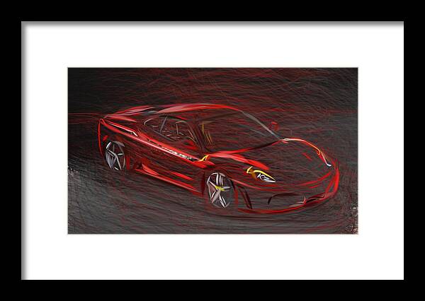Ferrari Framed Print featuring the digital art Ferrari F430 Draw #1 by CarsToon Concept