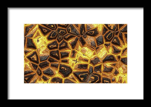 Rock Wall Framed Print featuring the digital art Flower Stone Wall #1 by Don Northup