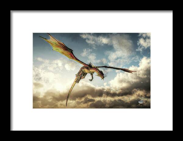 Flying Dragon Death From Above Framed Print featuring the painting Flying Dragon Death From Above #1 by Daniel Eskridge