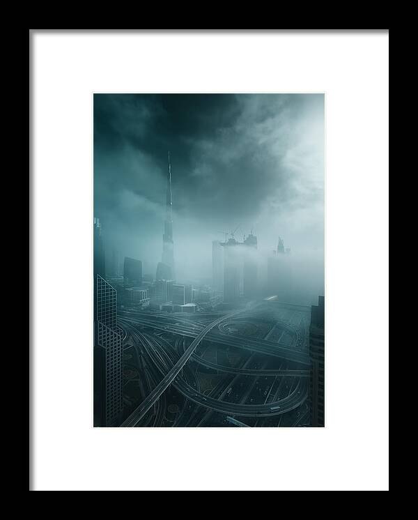 Architecture Framed Print featuring the photograph Foggy Dubai #1 by Javier De La Torre