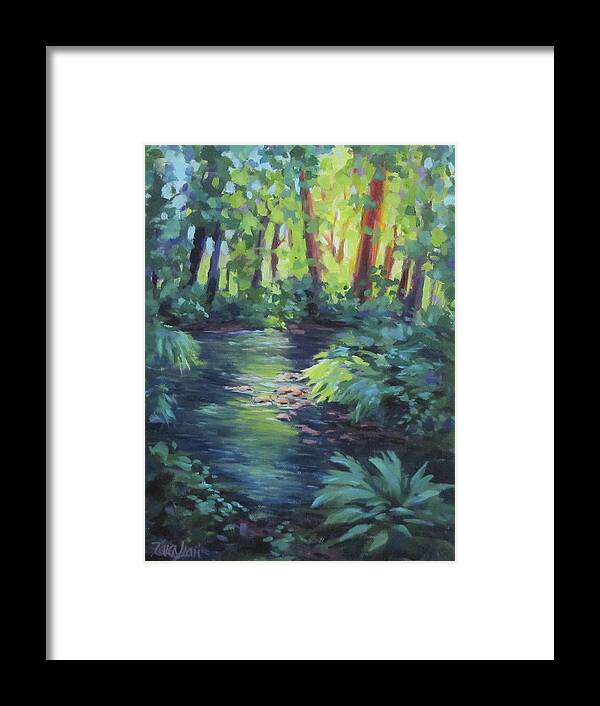 Forest Framed Print featuring the painting Forest Light #1 by Karen Ilari