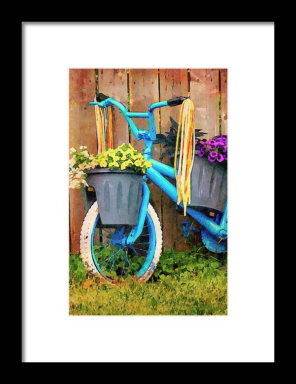 Garden Bike - Front End Framed Print featuring the photograph Garden Bike - Front End #1 by Leslie Montgomery