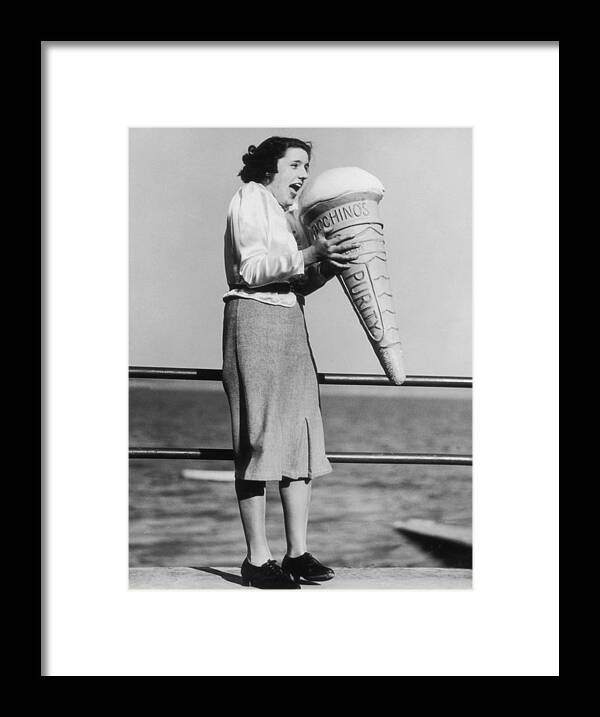 1930-1939 Framed Print featuring the photograph Giant Ice Cream #1 by Fox Photos