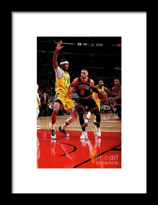 Zach Lavine Framed Print featuring the photograph Golden State Warriors V Chicago Bulls #1 by Jeff Haynes