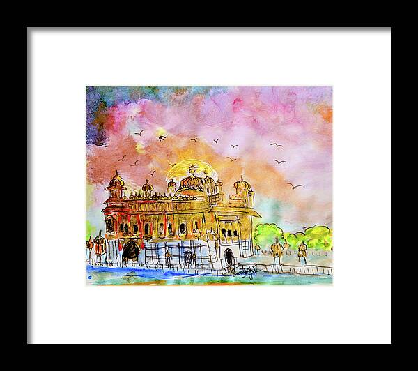 Golden Temple Framed Print featuring the painting Golden Temple by Sarabjit Singh