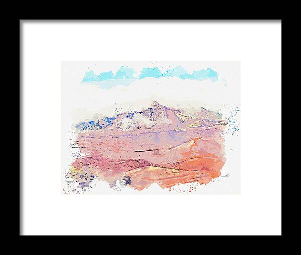 Nature Framed Print featuring the painting Haleakala National Park, Kula , USA - watercolor by Adam Asar #1 by Celestial Images