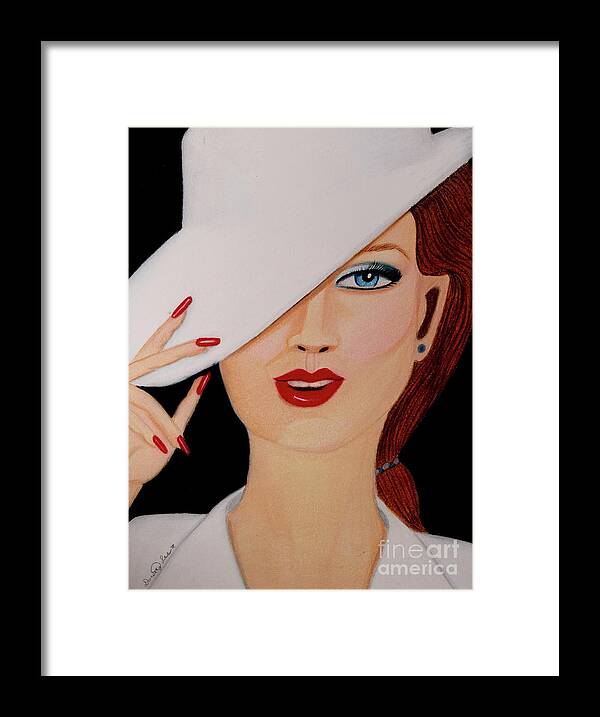 Fine Art Framed Print featuring the drawing Hat Tilt #1 by Dorothy Lee