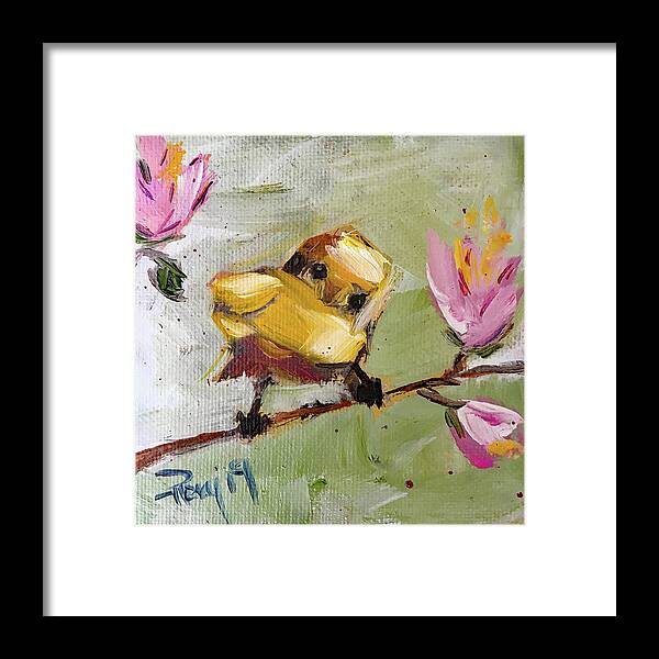 Bird Framed Print featuring the painting Hey Cutie by Roxy Rich