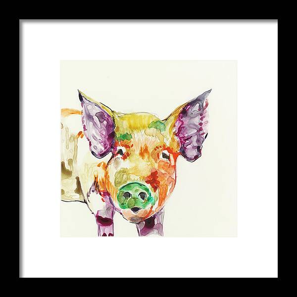 Animals & Nature Framed Print featuring the painting Hi Fi Farm Animals IIi #1 by Jennifer Goldberger