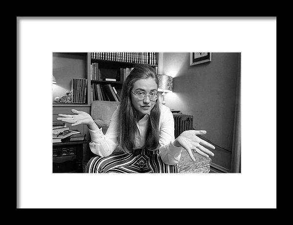 Indoors Framed Print featuring the photograph Hillary Rodham Speaks #1 by Lee Balterman