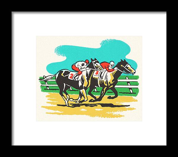 Animal Framed Print featuring the drawing Horse Race #1 by CSA Images