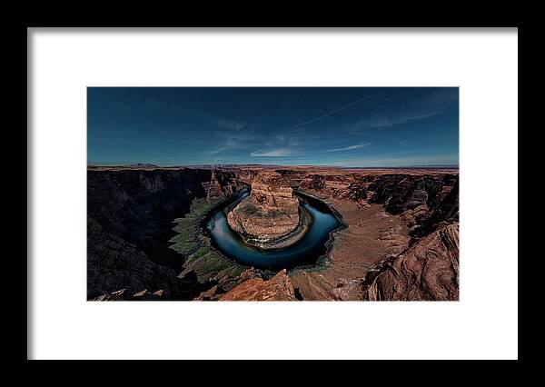 Horseshoe Framed Print featuring the photograph Horseshoe Bend by Moonlight #1 by David Soldano