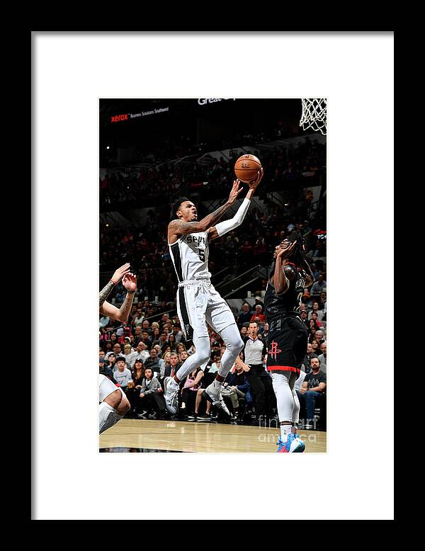 Dejounte Murray Framed Print featuring the photograph Houston Rockets V San Antonio Spurs by Logan Riely