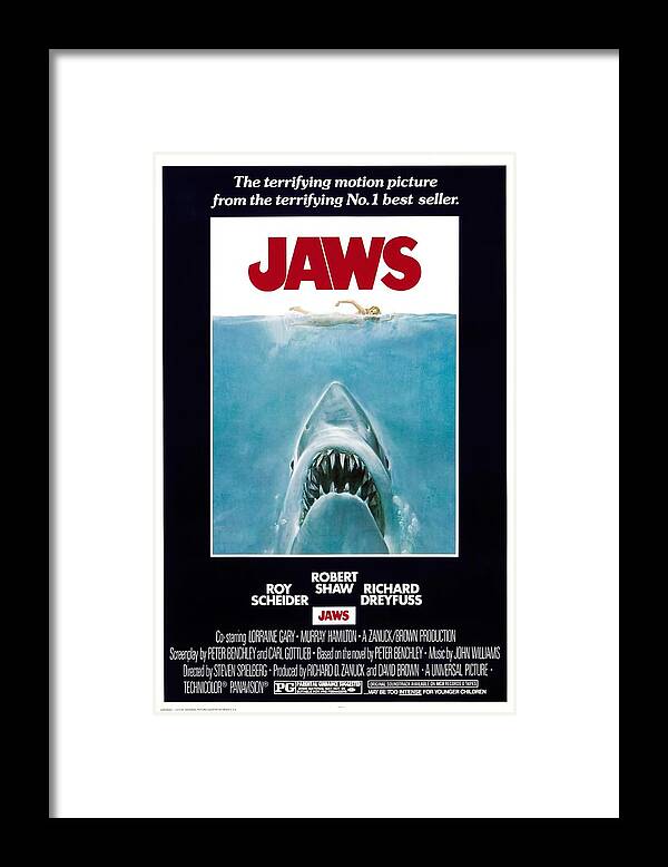 1970s Framed Print featuring the photograph Jaws -1975-. #1 by Album