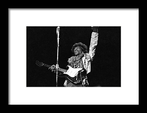 Music Framed Print featuring the photograph Jimi At Monterey by Michael Ochs Archives