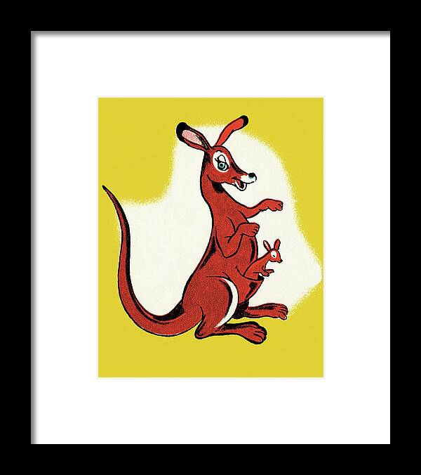 Animal Framed Print featuring the drawing Kangaroo and Joey #1 by CSA Images